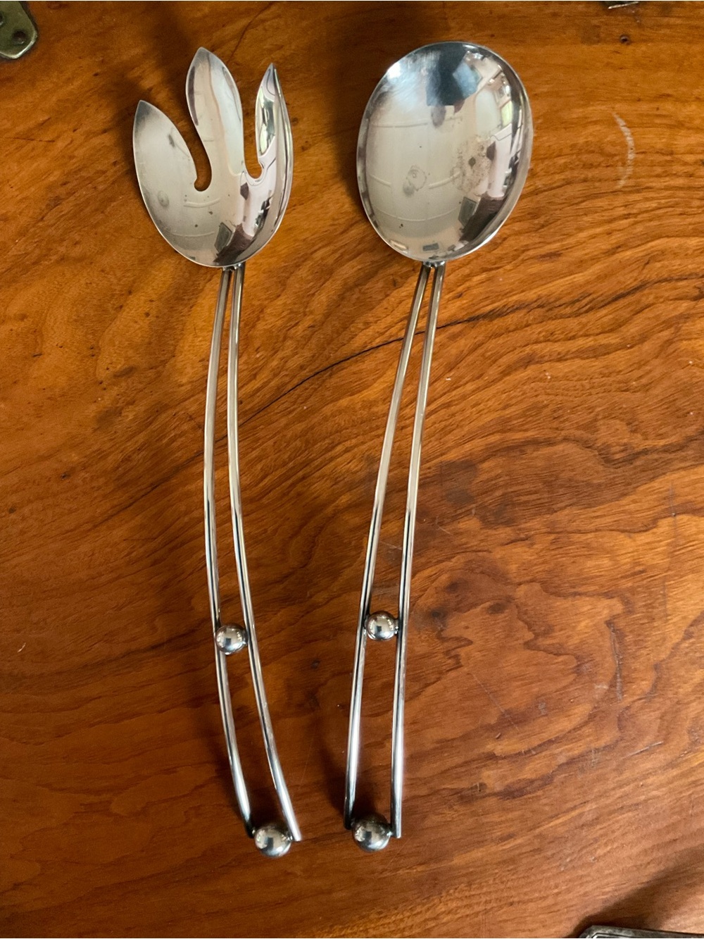 Mid-century modern silver plated serving utensils